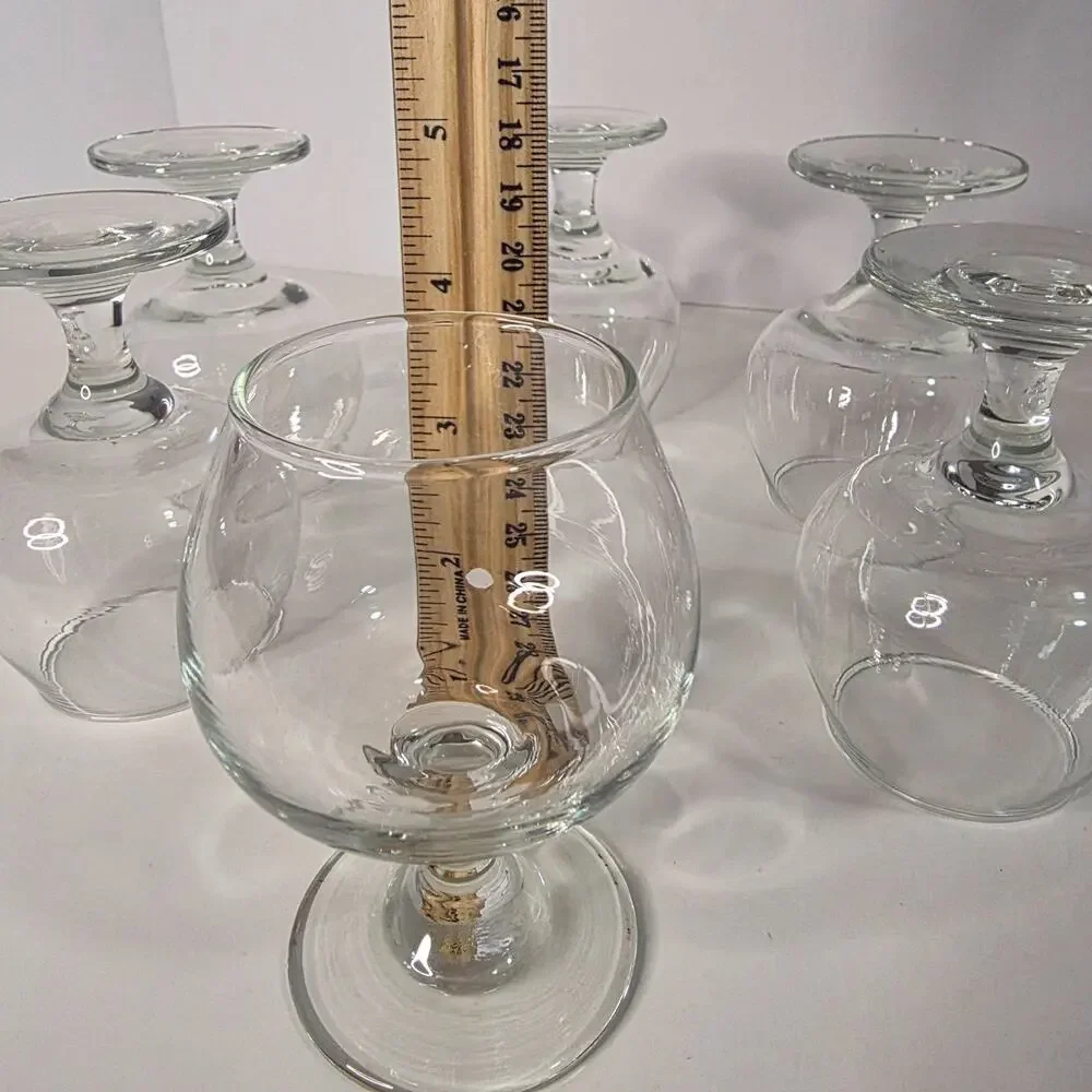 Set of 6 Clear Glass Brandy Snifters Cognac Glasses Stemmed Barware